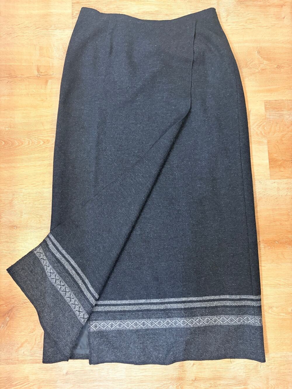 Vintage Eddie Bauer Wool Blend Wrap Skirt Women’s 10 Charcoal Gray Midi